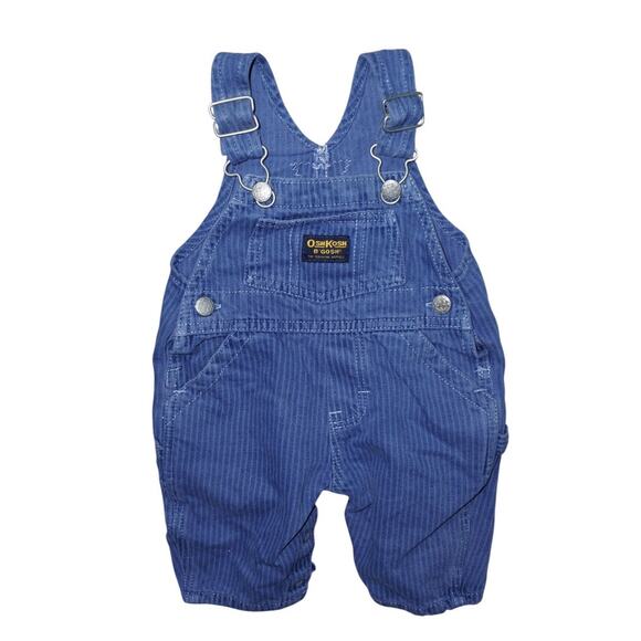 OshKosh B’gosh Baby Railroad Stripe Shortall Overalls 0–3M Blue Vestbak - Picture 1 of 7